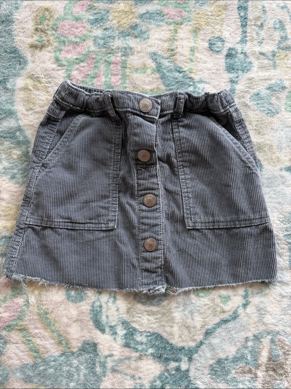 Zara Gray Button-Front Corduroy Kids Skirt